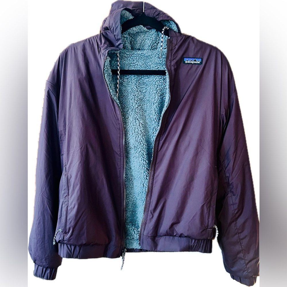 Patagonia Reversible Los Gatos Cambria Jacket - Purple + Grey (hooded)